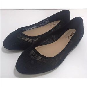 TORRID Black Lace Ballet Flats Slip On Shoes 8W